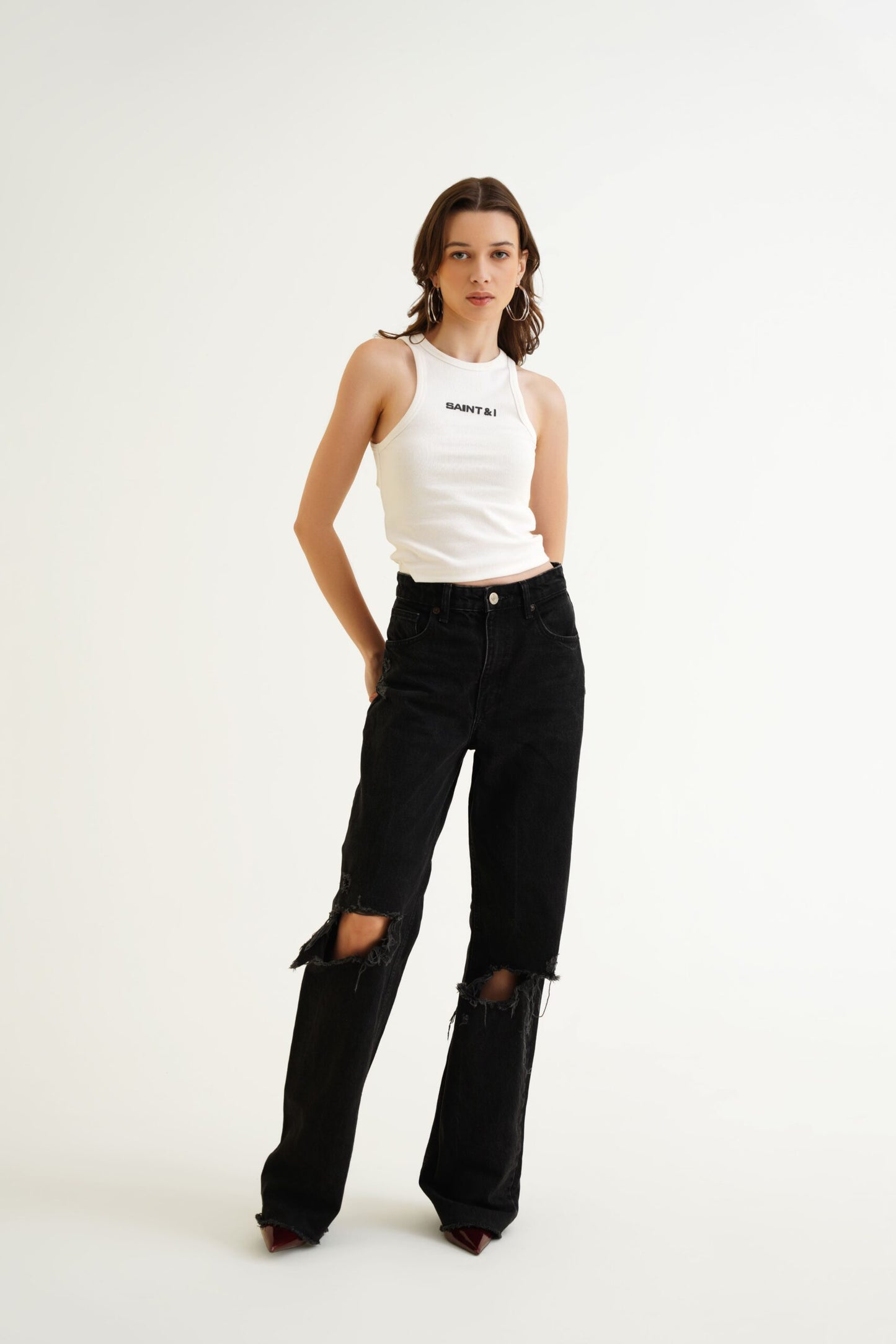 White Ribbed Top