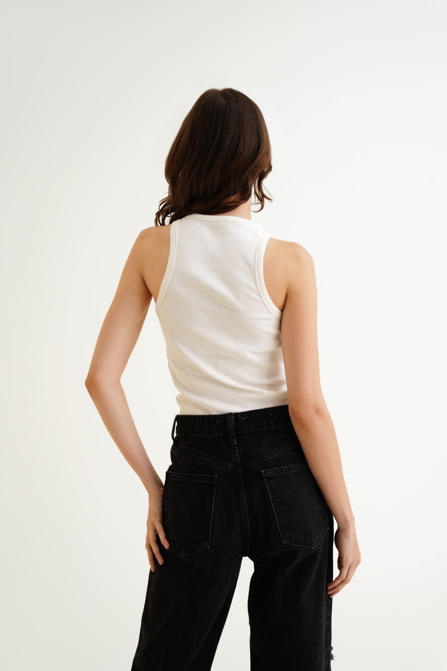 White Ribbed Top