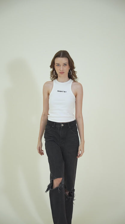 White Ribbed Top
