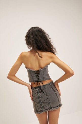 Denim grey corset and skirt